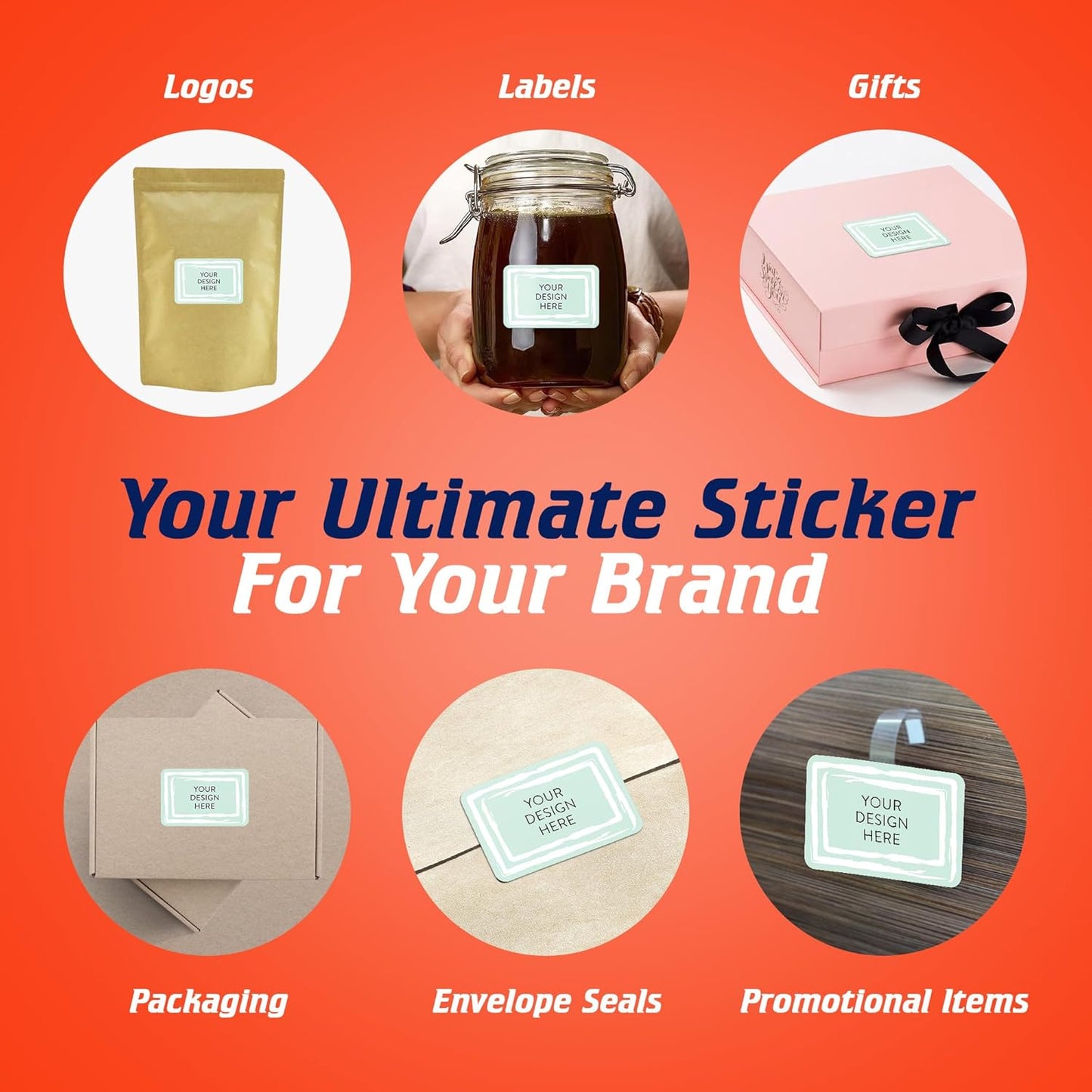 100 Custom Vinyl Stickers - Upload Your own Image, Text, Design, Logo - Personalized Logo Labels for Handmade, Packaging, Bottle, Jars, Candle, Brand Stickers (Mint, 3x2)