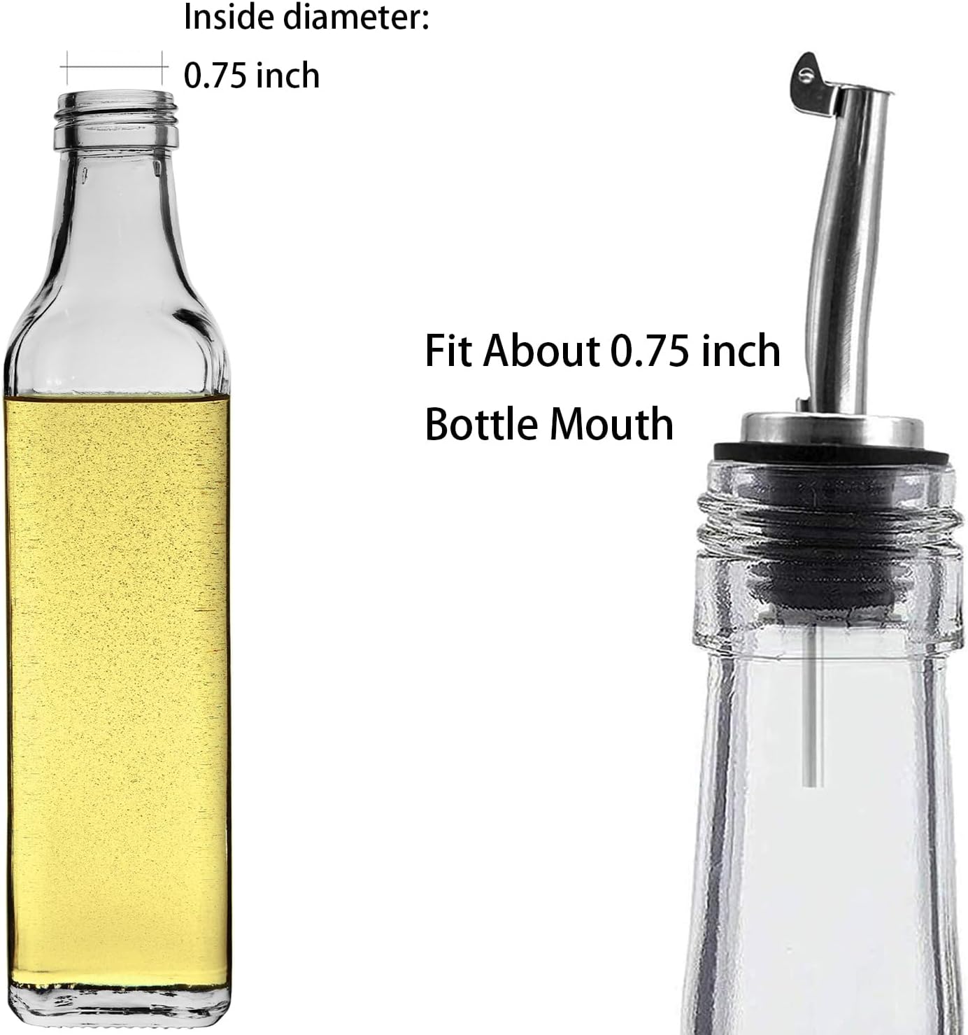 Axe Sickle 2 Pcs Oil Spout Liquor Bottle Pourer Spouts Stainless Steel Speed Pour Spouts Olive Oil Dispenser Spout for About 3/4" Bottle Mouth, with Flip Top