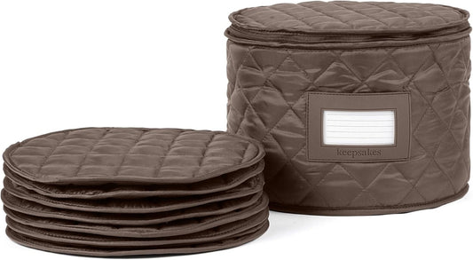 Covermates Keepsakes - Dish Storage - Padded Protection - ID Window - Stain Resistant - Machine Washable - China Storage, Bronze