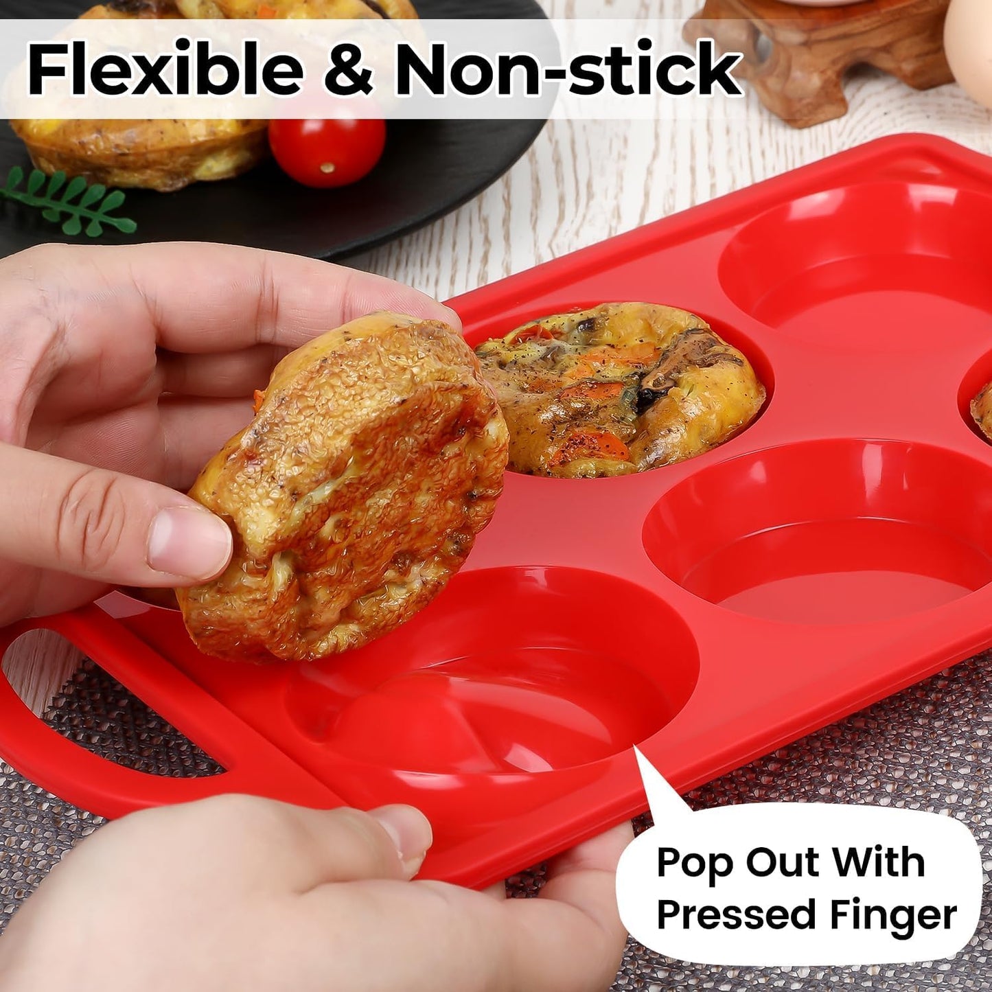 CAKETIME Muffin Top Pan Non Stick, 3 Inch Metal Reinforced Frame Silicone Egg Molds for Breakfast Sandwiches Round Silicone Baking Pan for English Muffins, Whoopie Pies, Corn Bread, Egg Bites, Tarts