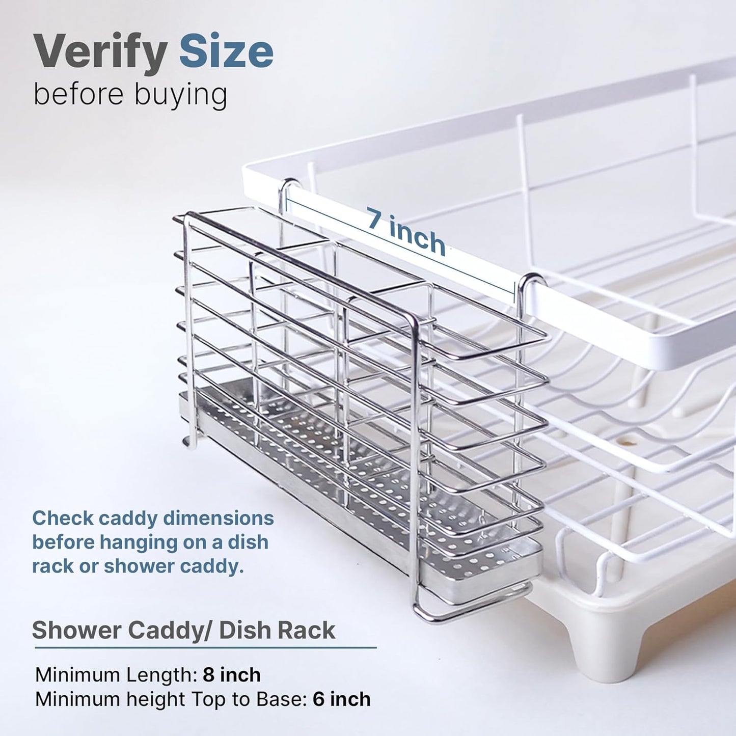 KESOL 304 Stainless Steel Utensil Drying Rack with Hooks & 3 Divided Compartments, Silverware Drying Basket, Spoon and Fork Organizer, Rustproof Kitchen Drainage Basket Accessories, Silver, 2x8.7x5