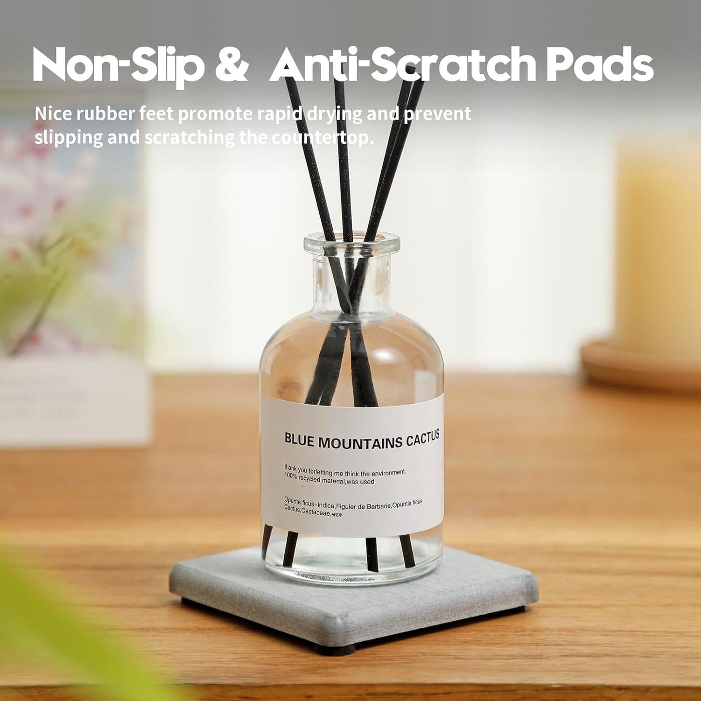 4PCS Bathroom Sink Vanity Trays, Diatomaceous Earth Quick Stone Drying Mat Kitchen Counter Dish Soap Dispenser Sponge Holder, Water Absorbing Caddy Organizer for Bottle & Cup, Light Gray