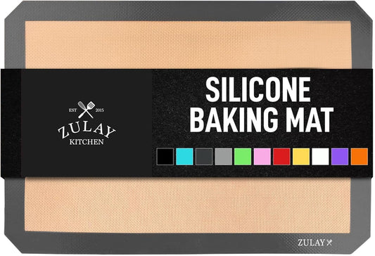 Zulay Kitchen Silicone Baking Mat - Reusable Nonstick Sheet - Dark Gray 16.5"x11.6"
