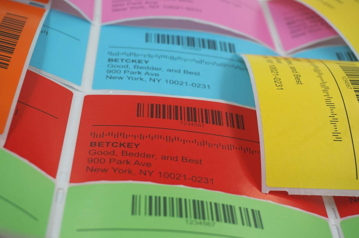 BETCKEY - 4" x 1" Multipurpose Labels Compatible with Zebra & Rollo Label Printer,Premium Adhesive & Perforated[Orange, 6 Rolls, 8250 Labels]