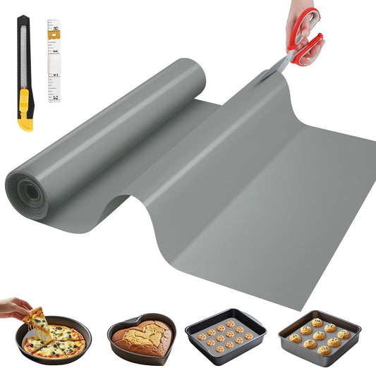 Silicone Baking Mat, 16 IN x 10 FT Free Cutting Baking Sheet, Non-Stick Reusable Dough & Pastry Mat, Non-Slip Silicone Mat Roll for Air Fryer Liner, Freeze Dryer, Oven Baking Pan, Kitchen Counter