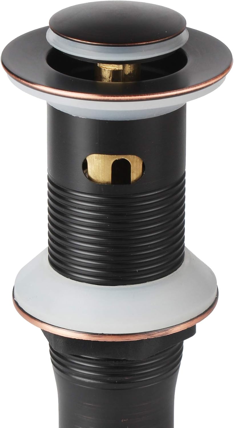 Oil Rubbed Bronze Pop Up Drain, Bathroom Vessel Lavatory Vanity Faucet Sink Detachable Basket Drain Stopper, ORB with Overflow
