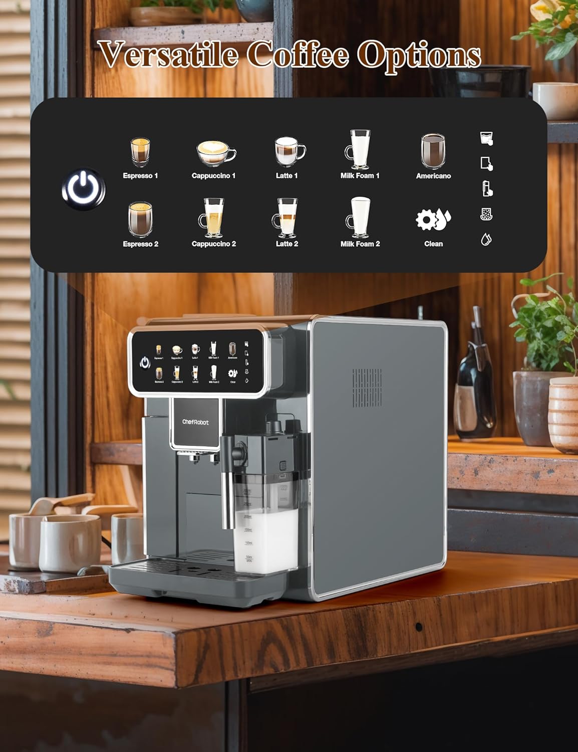 Fully Automatic Coffee Maker with Built-in 3-Level Grinder Expresso/Cappuccino/Latte/Americano Coffee Machines with Self-Cleaning Function 12 Cup Coffee Machine for Home/Office
