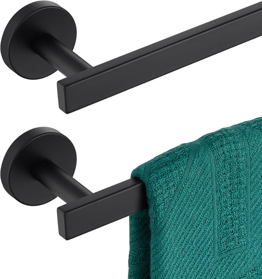 12 Inch Bathroom Towel Bar Bath Towel Rack Kitchen Towel Holder Towel Ring Wall Mounted SUS304 Stainless Steel 2 Pack Matte Black AN4001MB-L12-P2
