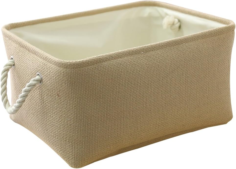 TheWarmHome Large Storage Basket - Fabric Storage Baskets for Organizing Shelves, Collapsible Storage Bin Organizer for Closet Bookself Laundry Dog Toy Home Organization, Decorative Beige Basket Gift