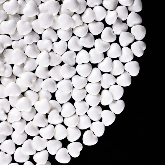 Kasvan White Heart Shapes Sprinkles - Edible Candy Pearls 130g/4.58 Oz, Mix Size, Baking Cake Decorations, Ice Cream Toppings and Cookie Decorating, Wedding Party Chirstmas Supplies (White)