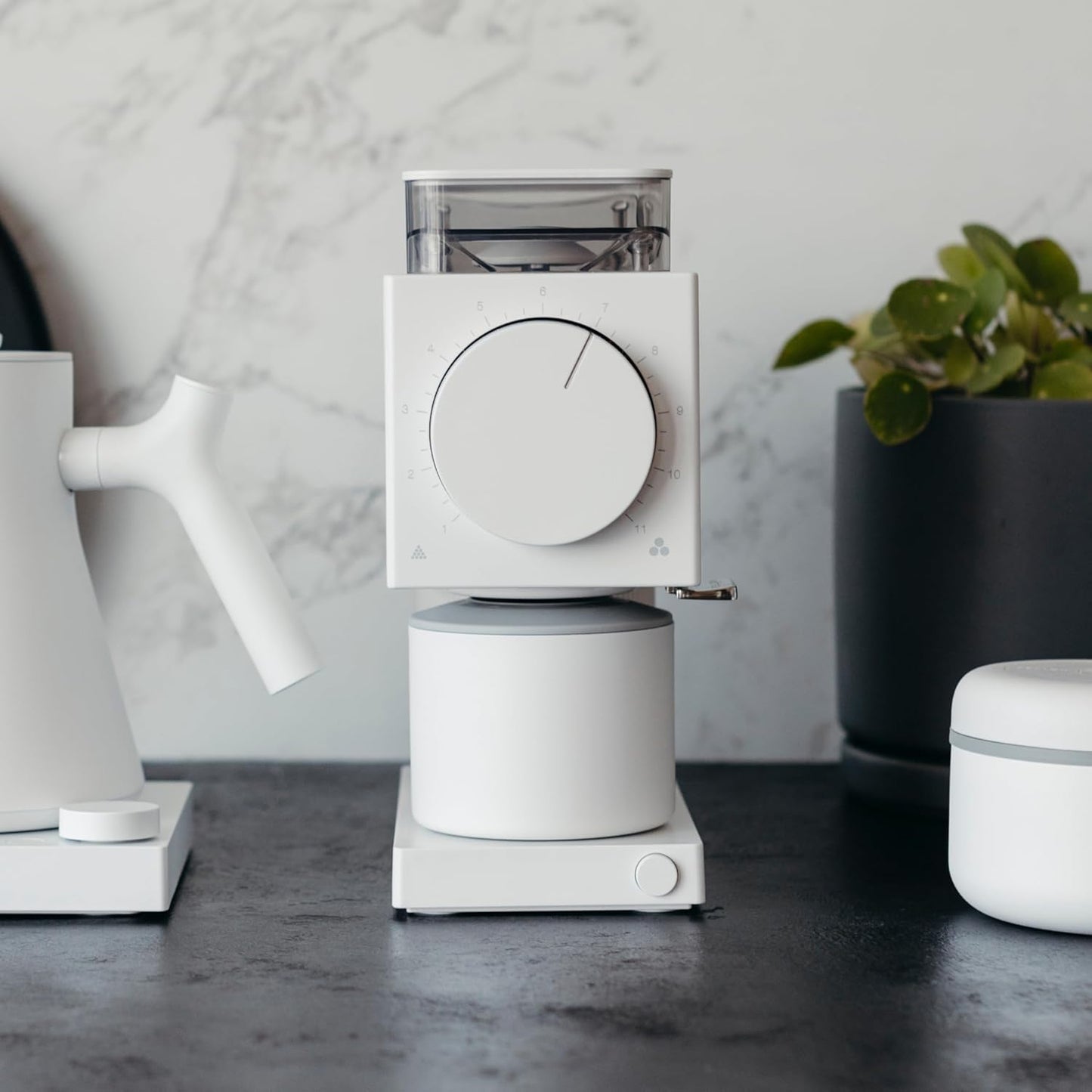 Fellow Gen 2 Ode Burr Coffee Grinder Electric with 31 Settings for Drip, French Press & Cold Brew - Small Footprint Electric Grinder - Matte White