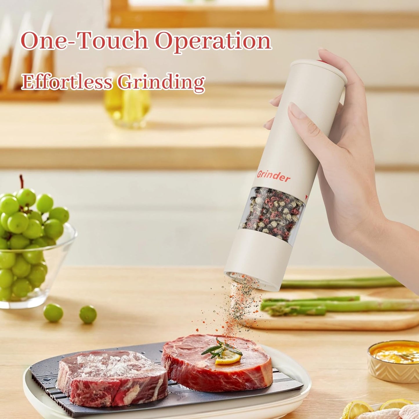 Electric Salt and Pepper Grinder Set, USB Rechargeable Adjustable Coarseness Automatic Salt Pepper Mill Shakers/Grinder Kitchen Spice Mill for Outdoor, Home Chefs Idea for New House Warming Gifts