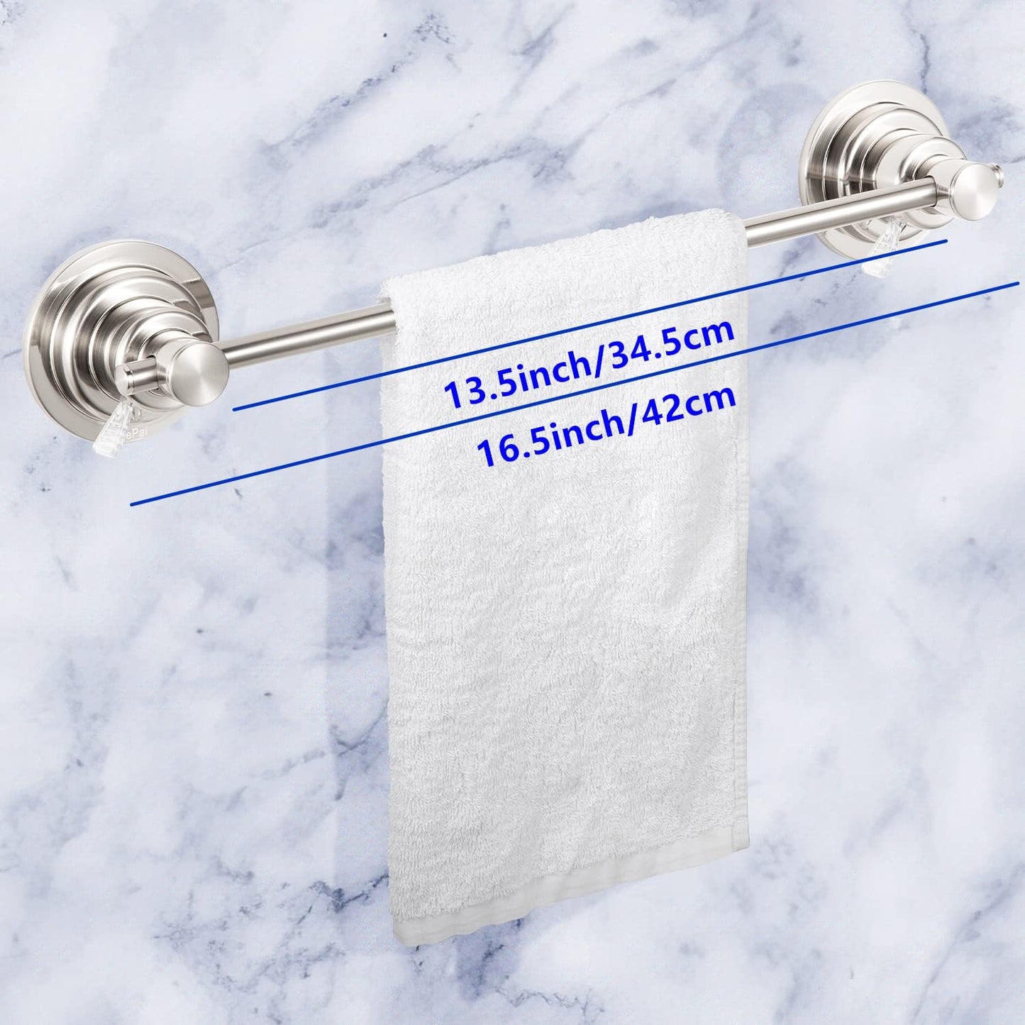 JiePai Suction Cup Towel Bar 16 Inch,Removable Vacuum Suction Towel Holder Suction Towel Rack Brushed Nickel