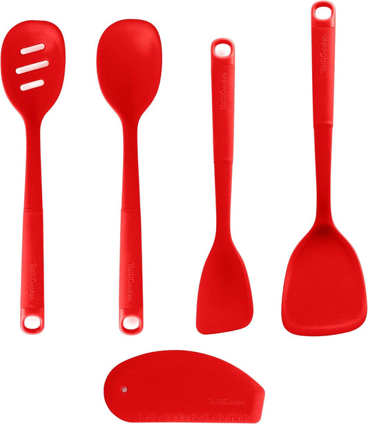 Betty Crocker Silicone Baking/Cooking Utensil Set – Spatula, Spoon, Turner, Scraper. 5-Piece Set, Heat Resistant, BPA Free, Non-Stick, Dishwasher Safe