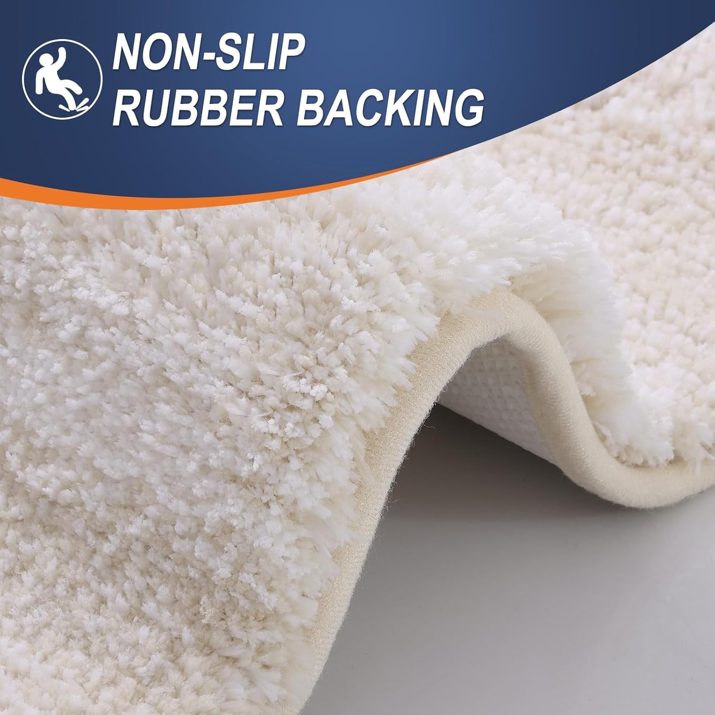 OLANLY Luxury Toilet Rugs U-Shaped 24x20, Extra Soft and Absorbent Microfiber Bathroom Rugs, Non-Slip Plush Shaggy Bath Mat, Machine Wash Dry, Contour Bathroom Mats for Toilet Base, Light Beige