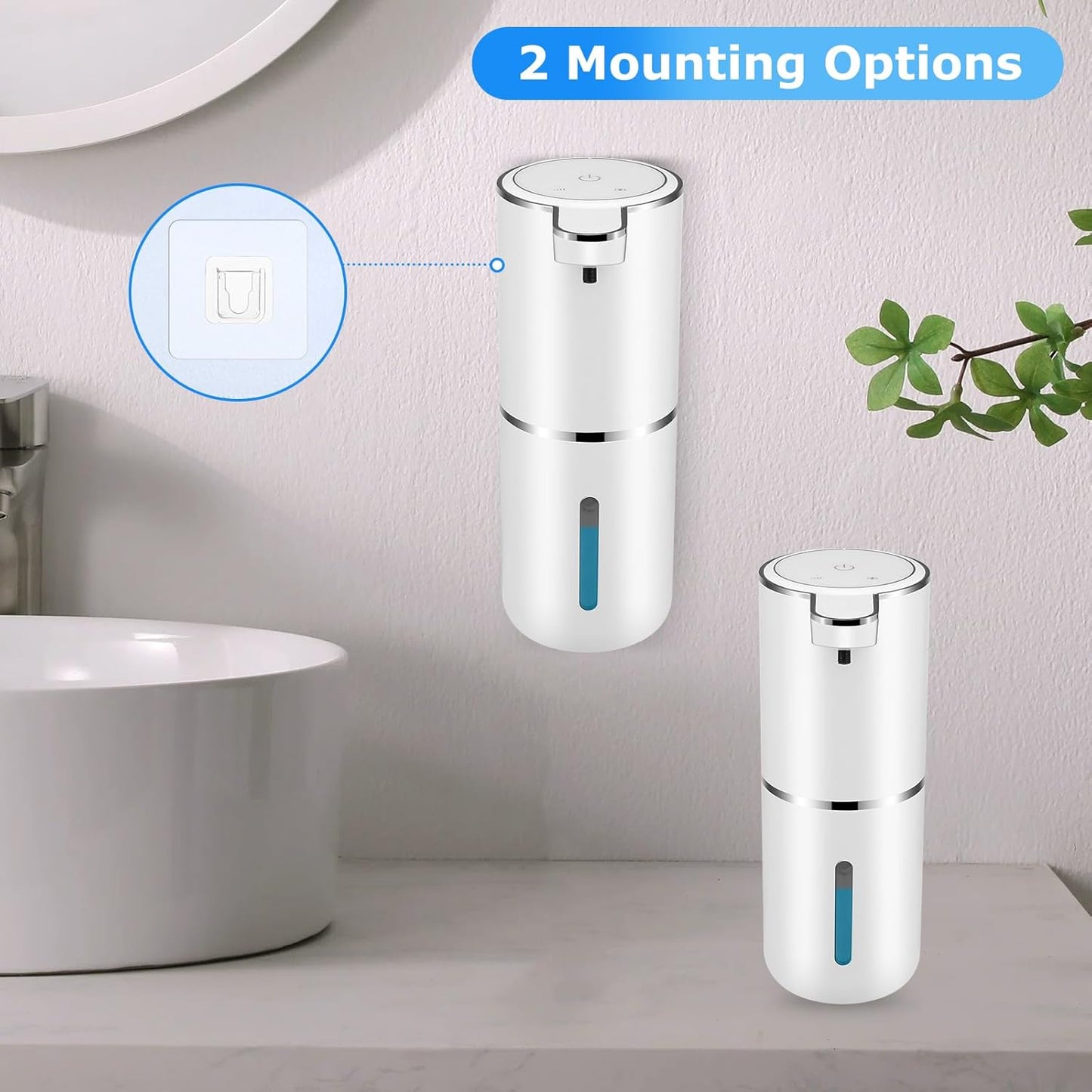 2 Pack Automatic Soap Dispenser,Automatic Liquid Soap Dispenser Touchless,12.8oz/380ml USB Rechargeabled Wall Mounted Smart Soap Dispensers for Bathroom Kitchen Dish Soap