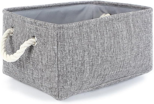 TheWarmHome Storage Bins Basket - Storage Baskets for Organizing Shelves,Home Closet Organizer for Book Shelf Organization,Fabric Storage Cubes,Medium Decorative Grey Basket Gift