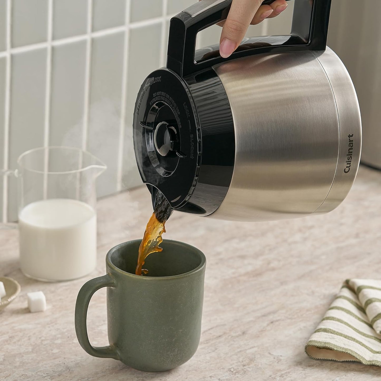 Cuisinart 12-Cup Coffee Maker, Programmable PerfecTemp Thermal Carafe Coffee Machine with 1-4 Cup Setting, Brew Strength Control and Brew Pause, Stainless Steel, DCC-3400NAS, Silver