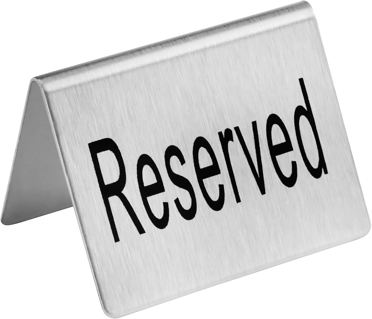 New Star Foodservice Stainless Steel Table Tent Sign (Silver (Reserved), 2"x 1.5" (Set of 2))