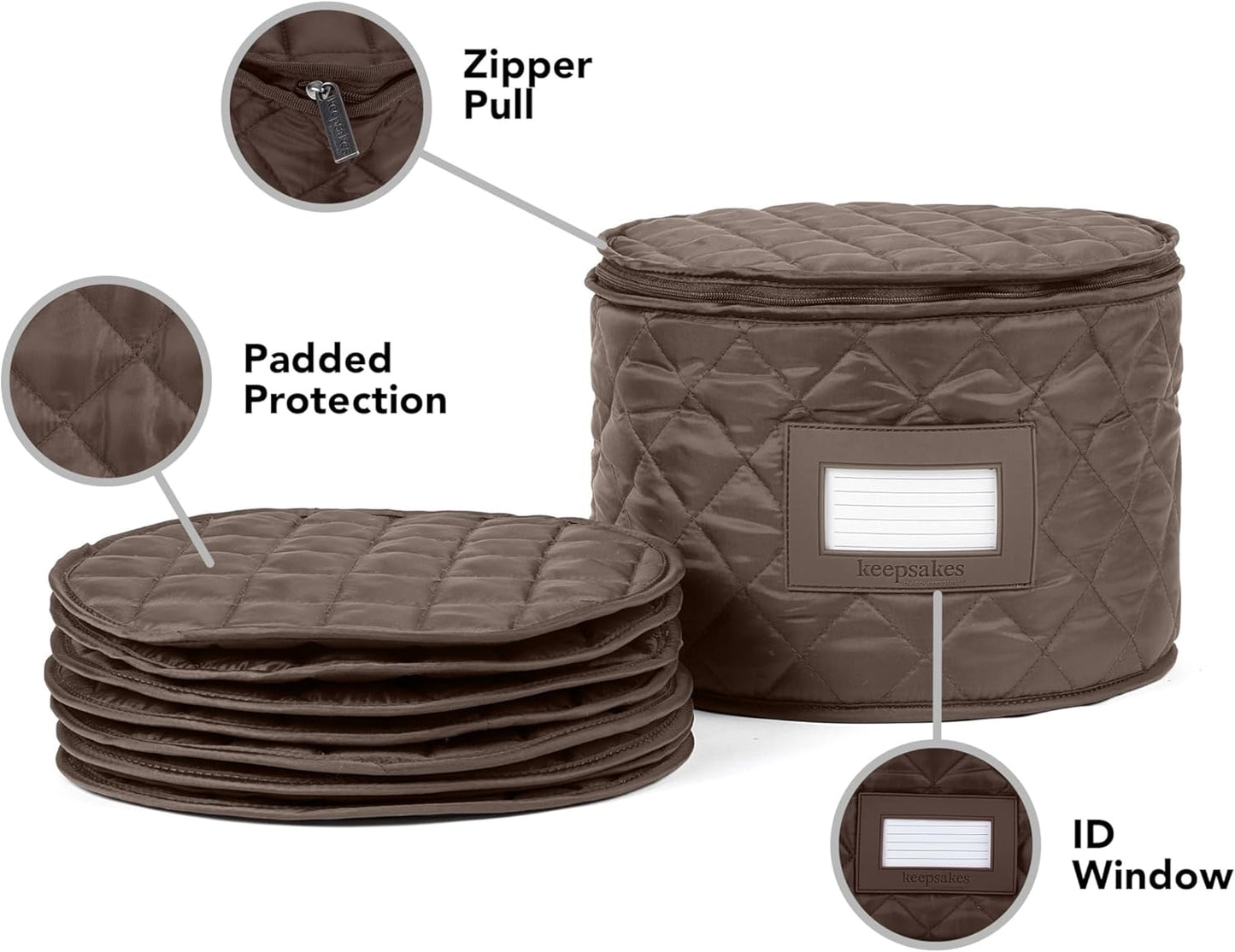 Covermates Keepsakes - Dish Storage - Padded Protection - ID Window - Stain Resistant - Machine Washable - China Storage, Bronze