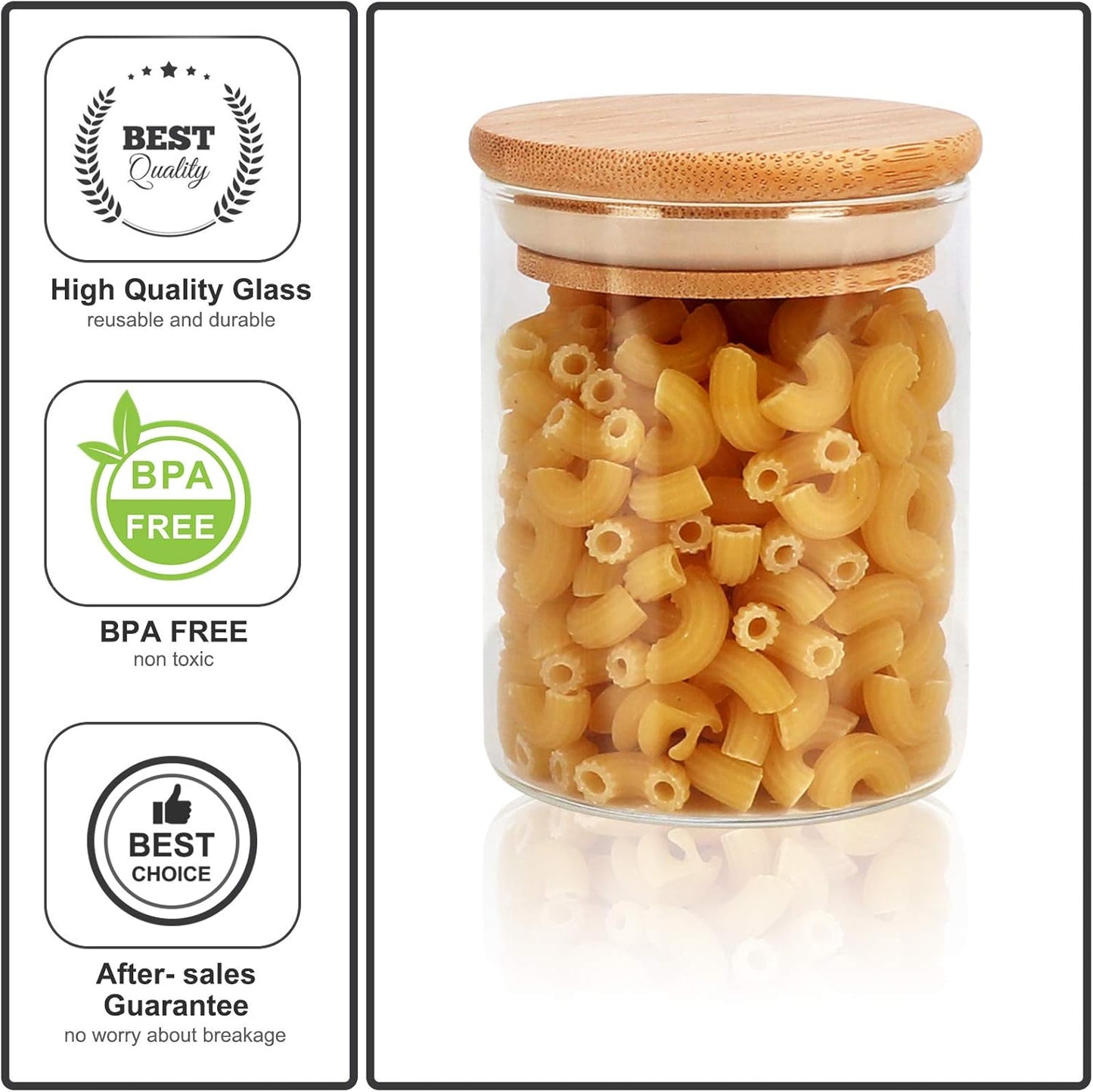 DHSBTLS 6 oz Glass Jars with Bamboo Lids, Borosilicate Glass Airtight Canisters sets, Food Storage Container, Pantry Organization and Storage Jars, Kitchen Spice Jars of 15