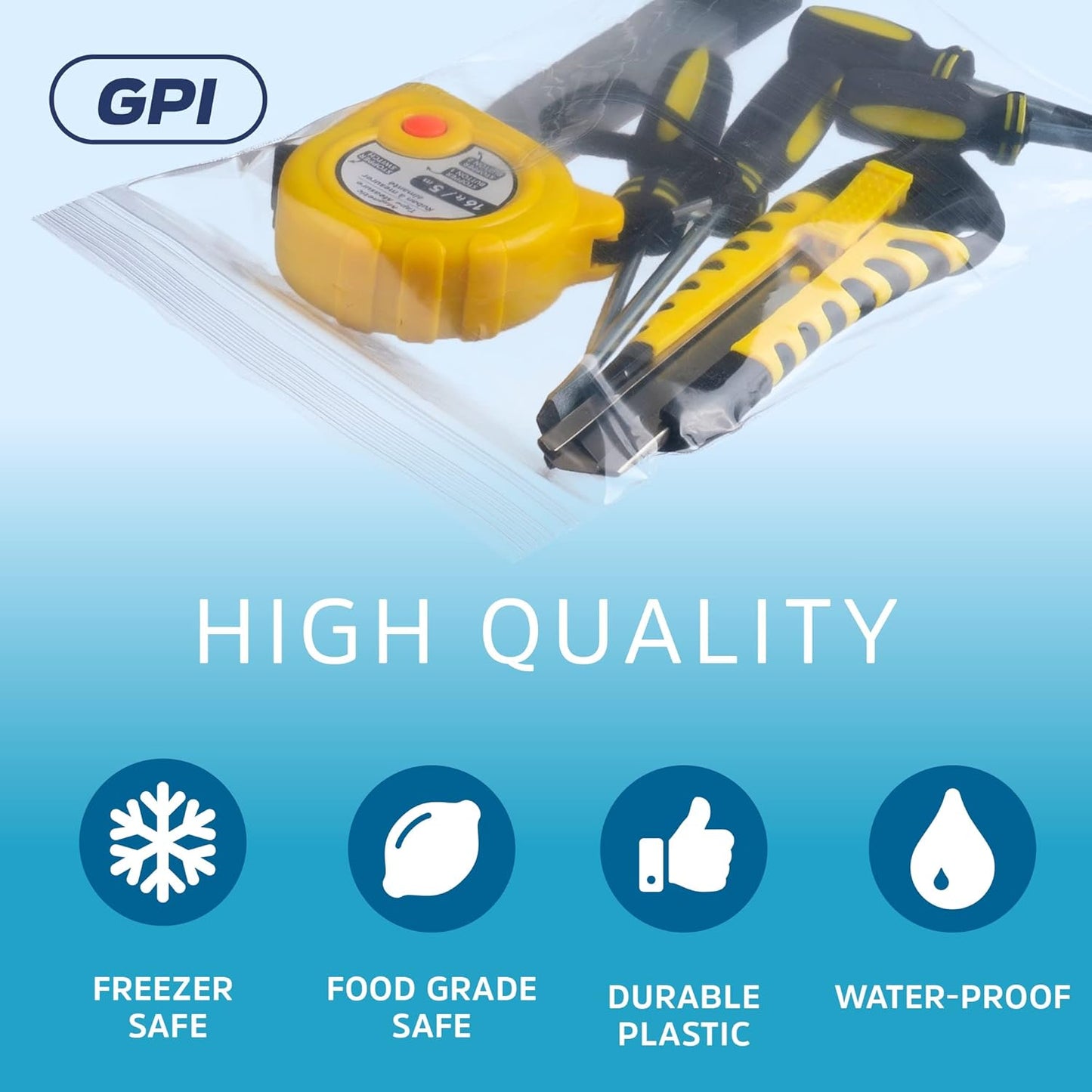 CLEAR PLASTIC ZIP SANDWICH BAGS - Bulk GPI Case Of 1000 6" x 6" 4mil Heavy Duty, Strong & Durable RECLOSABLE Poly Baggies With Resealable Zipper Lock For Travel, Storage, Packaging & Shipping.