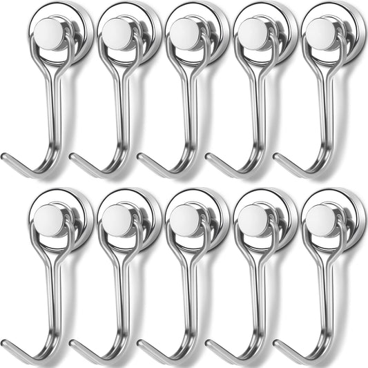 E BAVITE Swivel Swing Magnetic Hooks, 30LBS Powerful Strong Magnetic Hooks Perfect for Refrigerator, Kitchen,Pack of 10 Silver