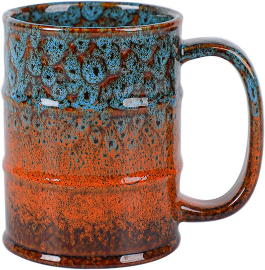 Blue and Brown 20 oz Ceramic Coffee Mugs - Large, Dishwasher and Microwave Safe, Perfect for Office and Home