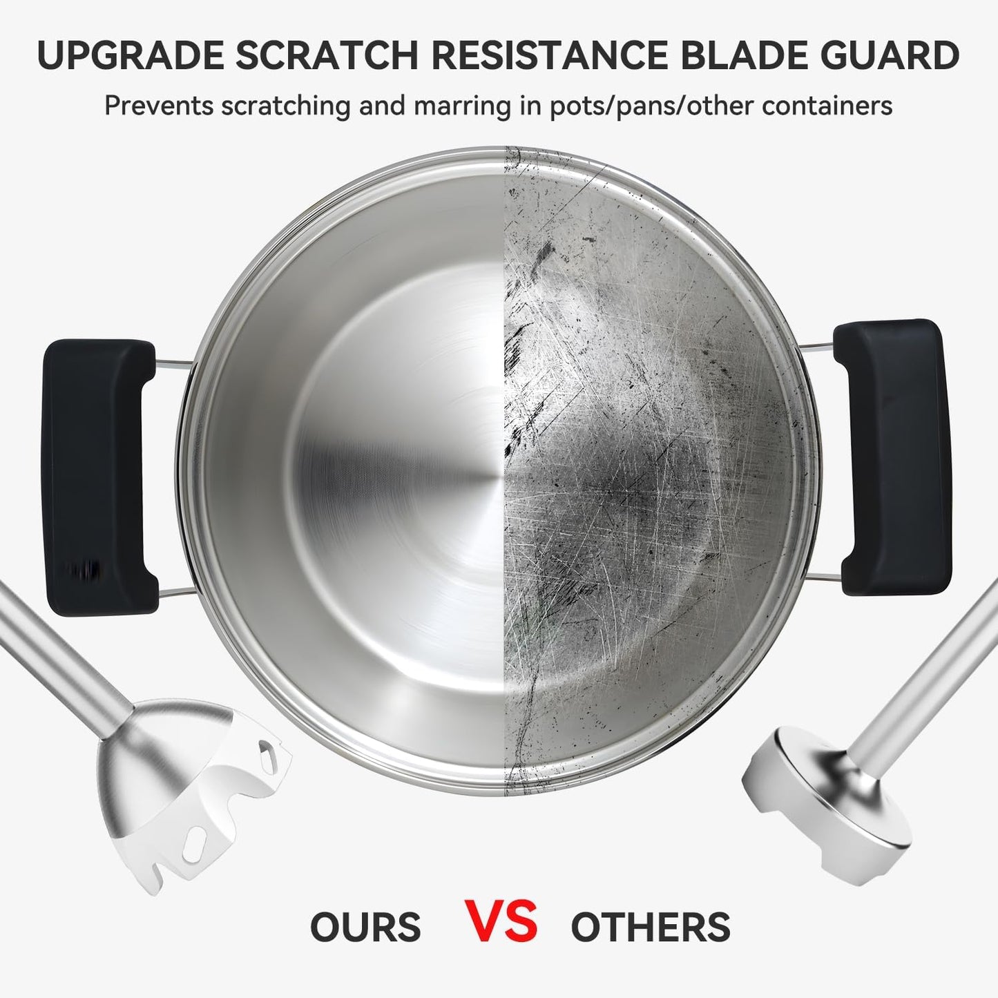 Immersion Blender Handheld 5 in 1 Hand Blender, 1000W Hand Mixer Stick, BPA-Free 12 Speed Handheld Blender with Mixing Beaker, Chopper, Whisk and Milk Frother for Soup, Sauce, Baby Food (White)