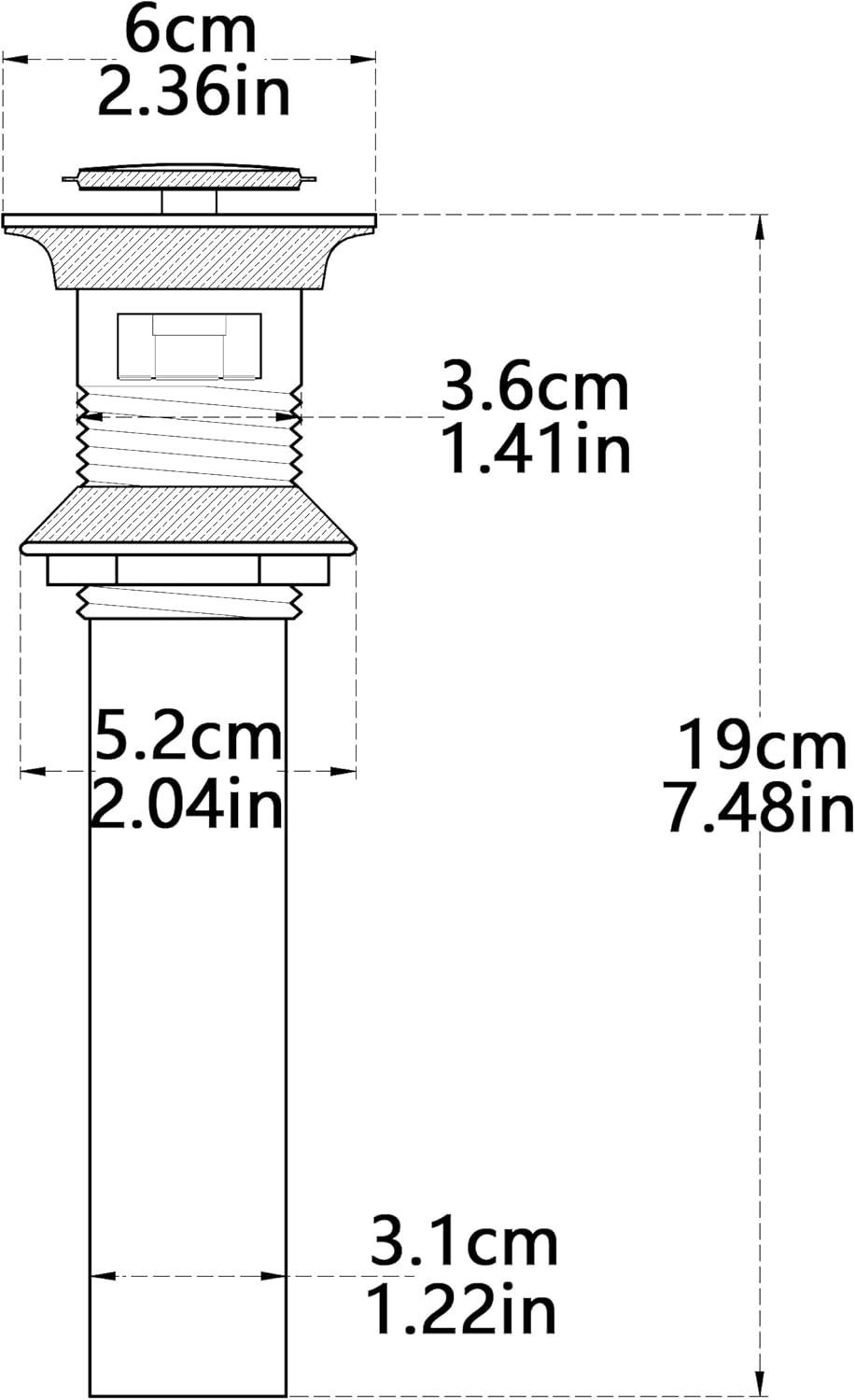 Bathroom Toilet Antique Solid Brass Pop up Drain Sink Drain Faucet Stopper Small Pop with Overflow