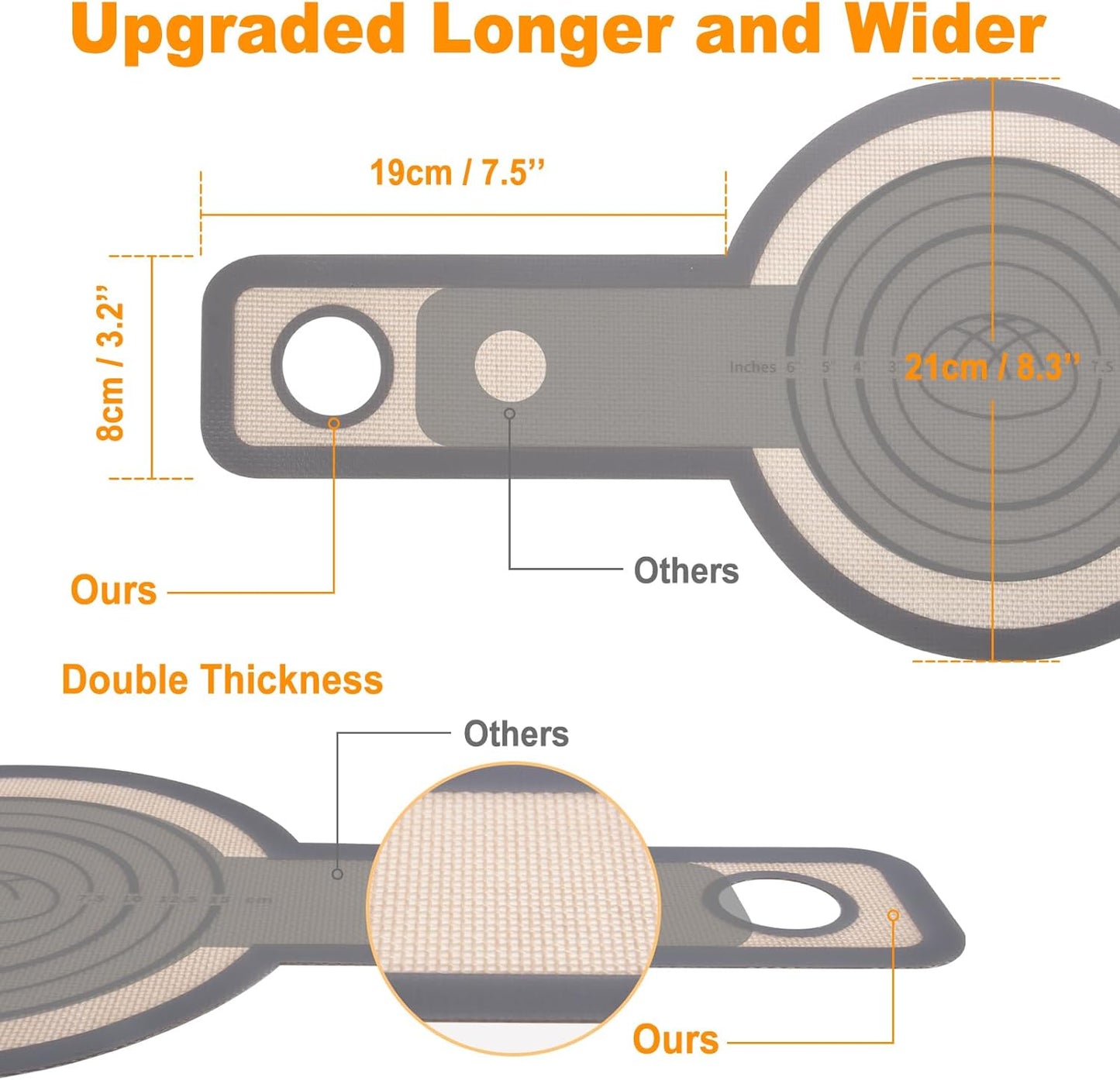 Philorn Silicone Bread Sling for Dutch Oven 2 Pcs, Reusable Silicone Bread Baking Mat With Extra Long Handles Non-Stick & Easy to Clean for Transfer Sourdough, Round