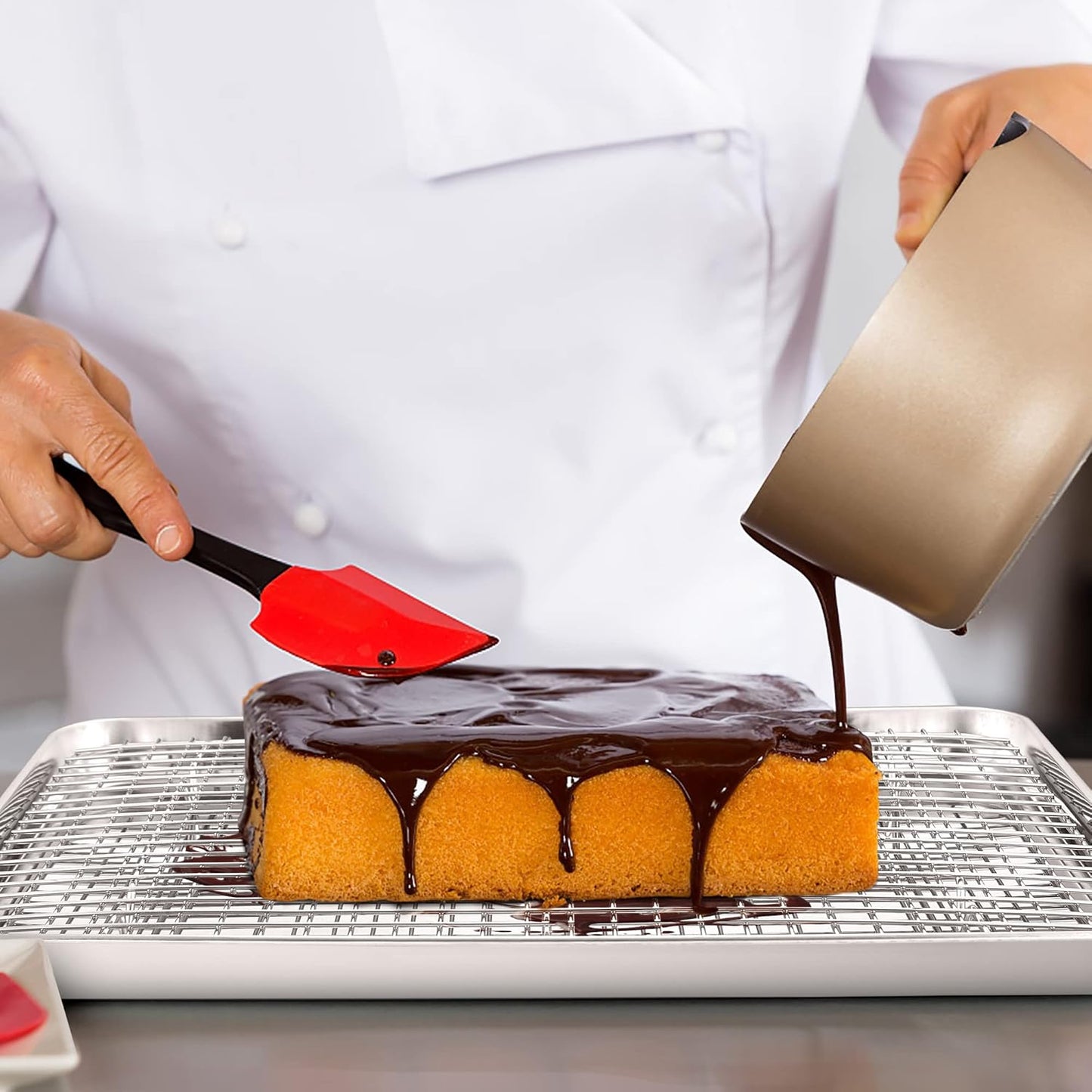 TeamFar Cooling Rack Set of 4, Stainless Steel Grid Cooking Roasting Racks for Various Size Baking Sheet Toaster Oven Pan, Healthy & Heavy Duty, Mirror Finish & Dishwasher Safe