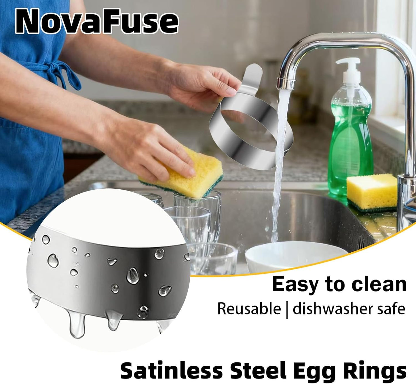 Set of 4 Fried Egg Moulds, Stainless Steel Egg Rings, Omelette Mould, Pancake Mould