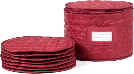 Covermates Keepsakes - Dish Storage - Padded Protection - ID Window - Stain Resistant - Machine Washable - China Storage, Red