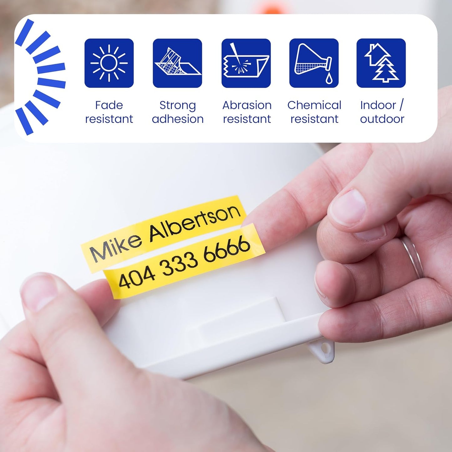 Brother Genuine P-Touch TZe Black Print on White Label Tape (TZeS221), Strong Adhesive Laminated,3/8in x 26.2ft (9mm x 8m), for Select P-Touch Label Makers, Water-Resistant, Extra Strength