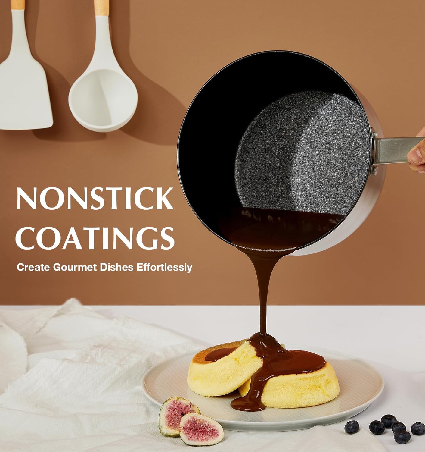 KOCH SYSTEME CS Stainless Steel Saucepan, 3 Quart Sauce Pan with Ultra Nonstick Coating, 3 Quart Saucepan with Lid, Stainless Steel Pot, 3QT Sauce Pot, Induction Compatible