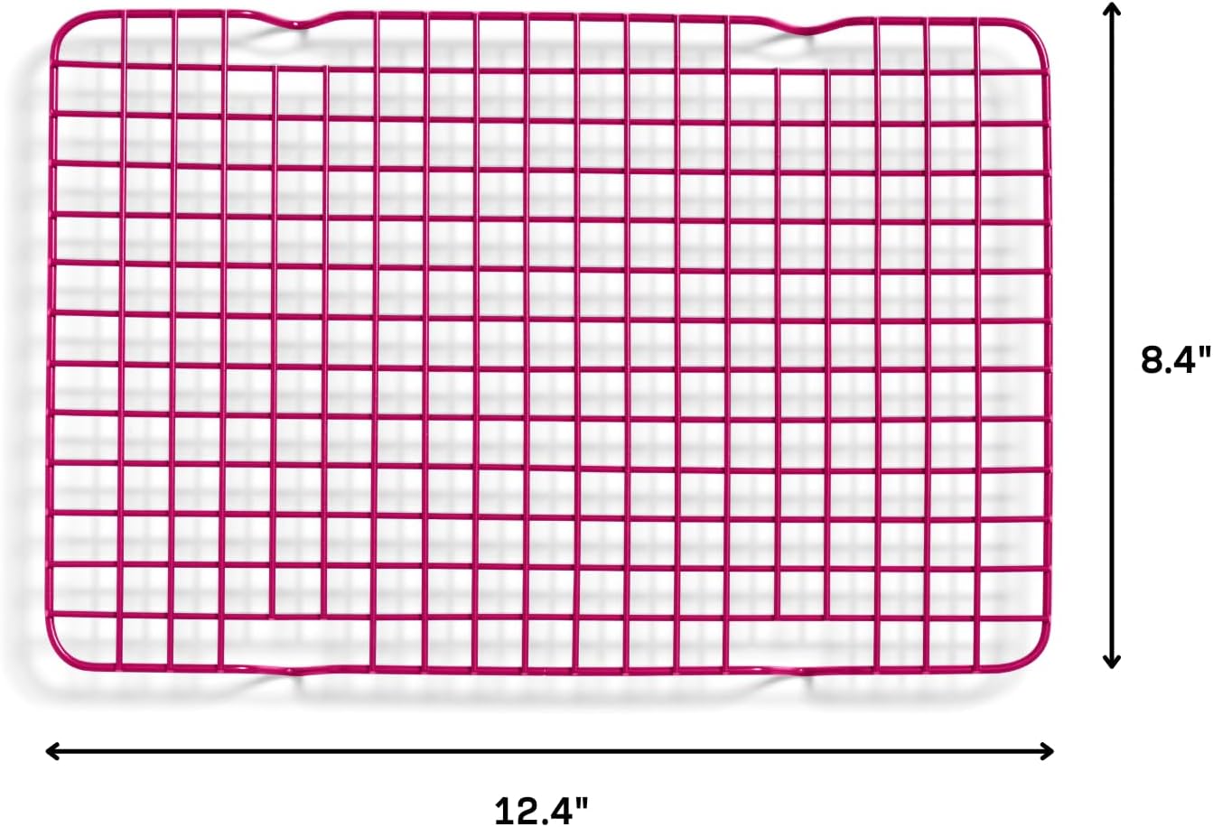 Great Jones Little Chill Wire Cooling Rack (Raspberry) | Nonstick Baking Rack, Heavy-Duty Aluminized Steel | Fits Quarter-Sheet Pans for Cooking and Baking | Oven-Safe 450°F, Dishwasher-Friendly