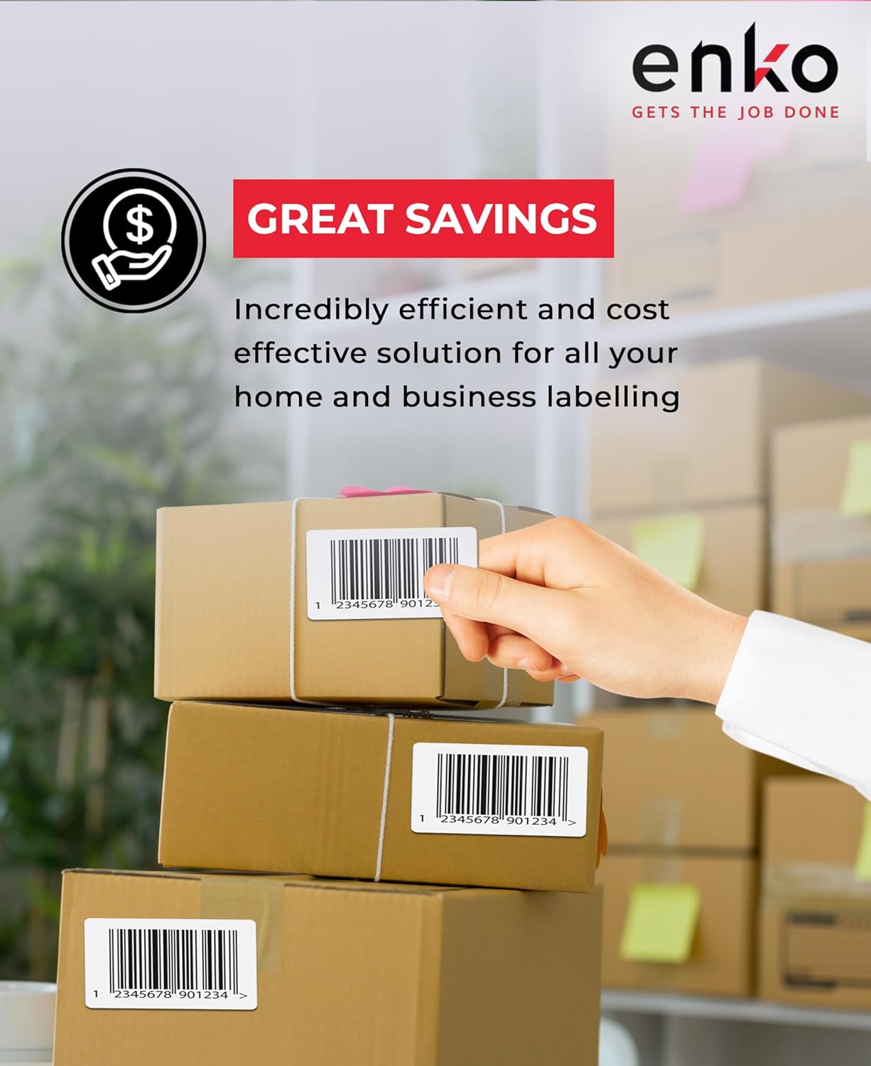 enKo 4" x 3" Labels for Zebra Desktop Printers (3 Rolls, 1,500 Labels) - Direct Thermal Address Mailing Shipping Barcode FBA Stickers FNSKU Label for Zebra and Eltron (Perforated)