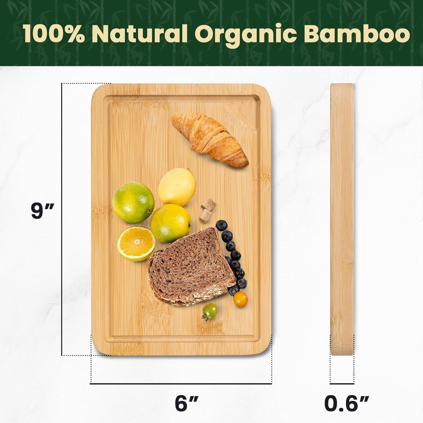 Heimlove 9” x 6” Mini Bamboo Cutting Board, Small Wooden Cutting Boards for Kitchen Charcuterie Boards with Juice Groove and Handles, Chopping Board for Fruit, Vegetables and Cheese