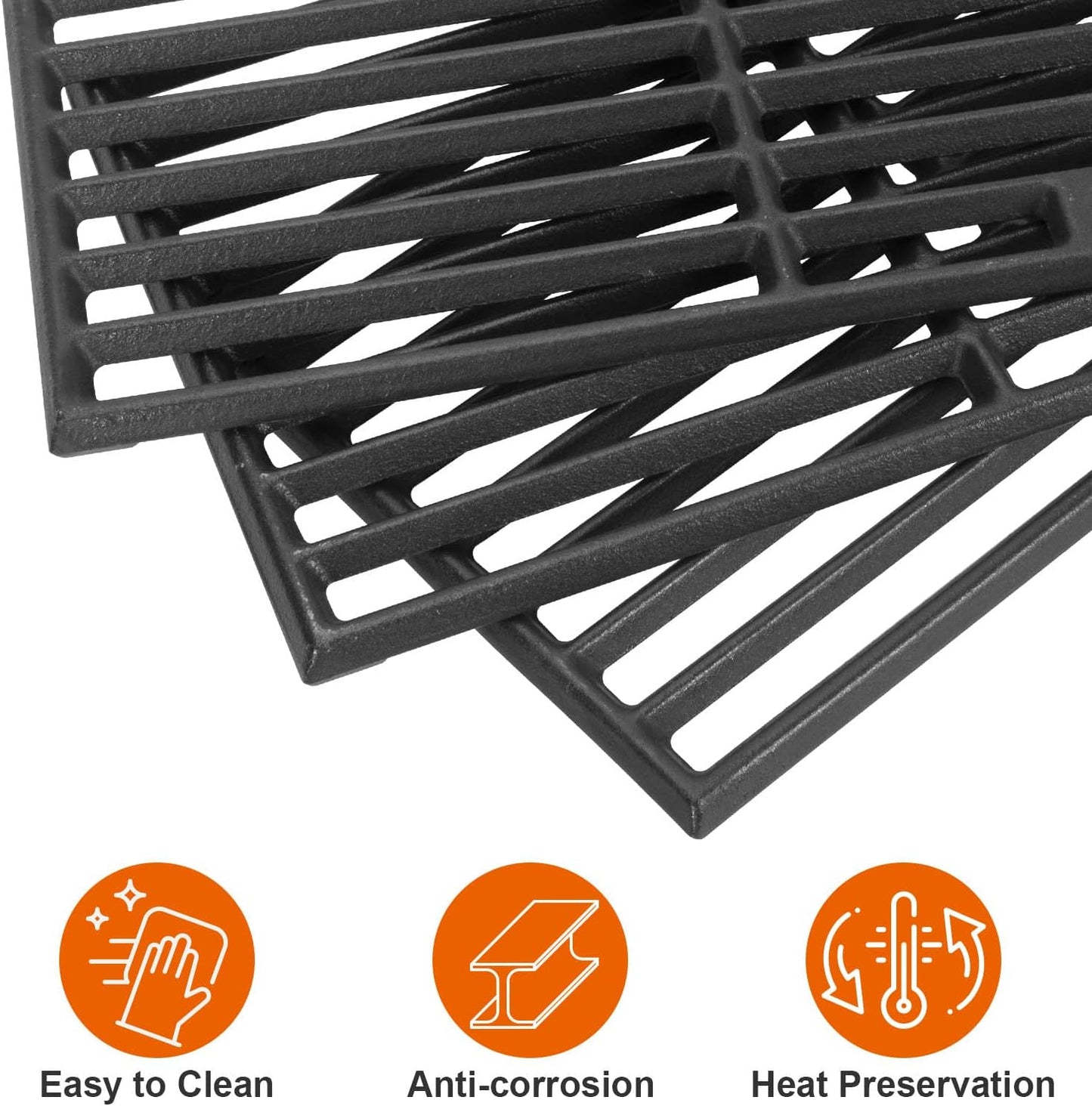 DELSbbq Cast Iron Grill Grates for Charbroil Performance 6 Burner Grills 463245917 463238218 463276517 463276617 463277918 466245917, Cooking Grids Replacement for G470-0002-W1 G470-0003-W1