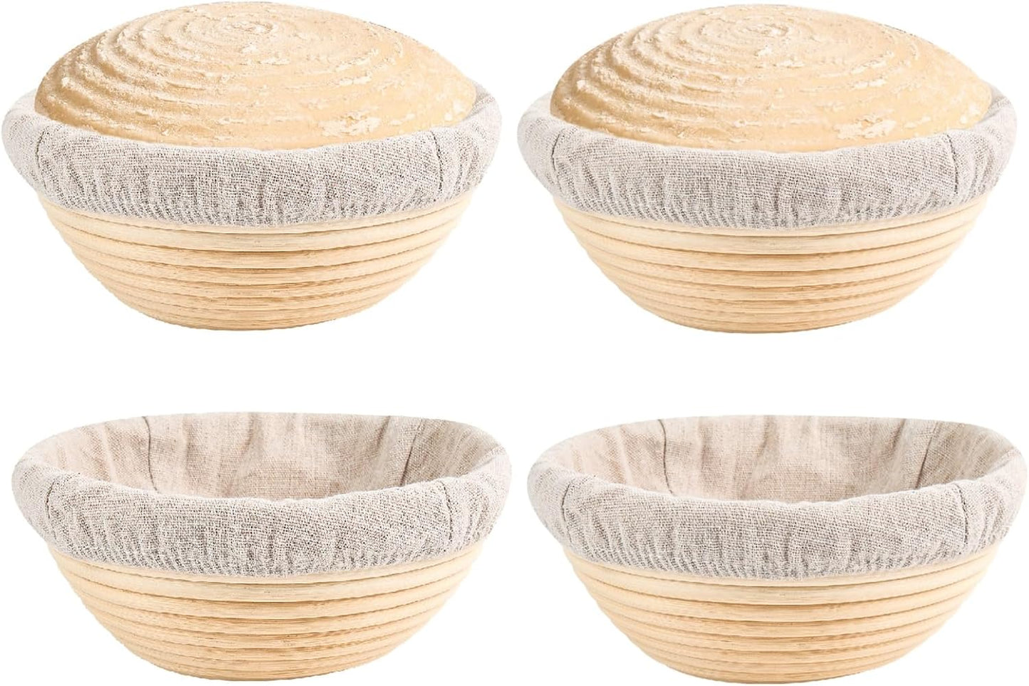 Banneton Bread Proofing Basket Set of 4PCS 6 Inch Round Sourdough Dough Proofing Bowls for Sour Dough Bread Baking Supplies, Proofing Basket or Home Sourdough Bakers Baking