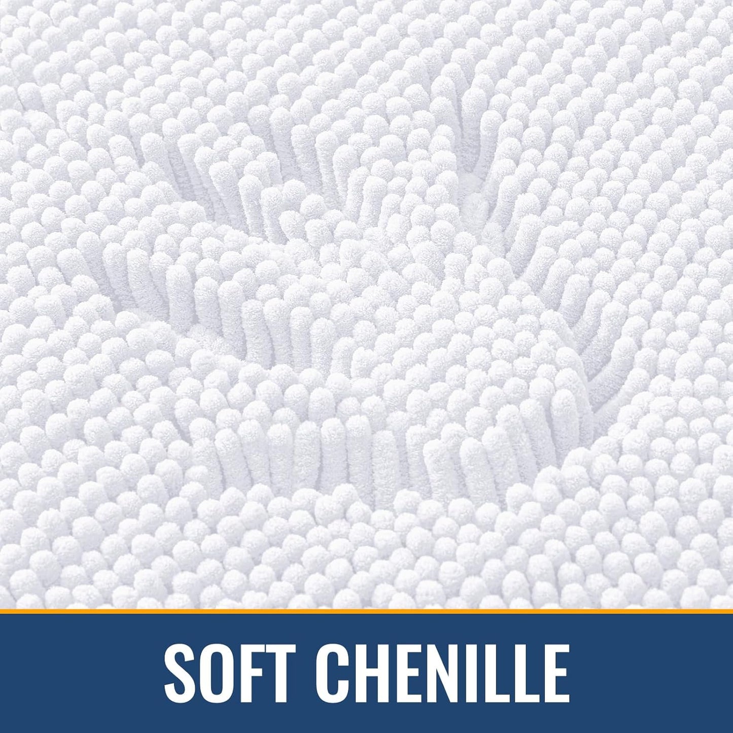 Arotive Bathroom Rugs 24x16, Extra Soft Absorbent Shaggy Chenille Bath Rugs, Machine Washable Rubber Backing Non-Slip Bath Mats for Bathroom Floor Tub and Shower, Home Decor Accessories, White