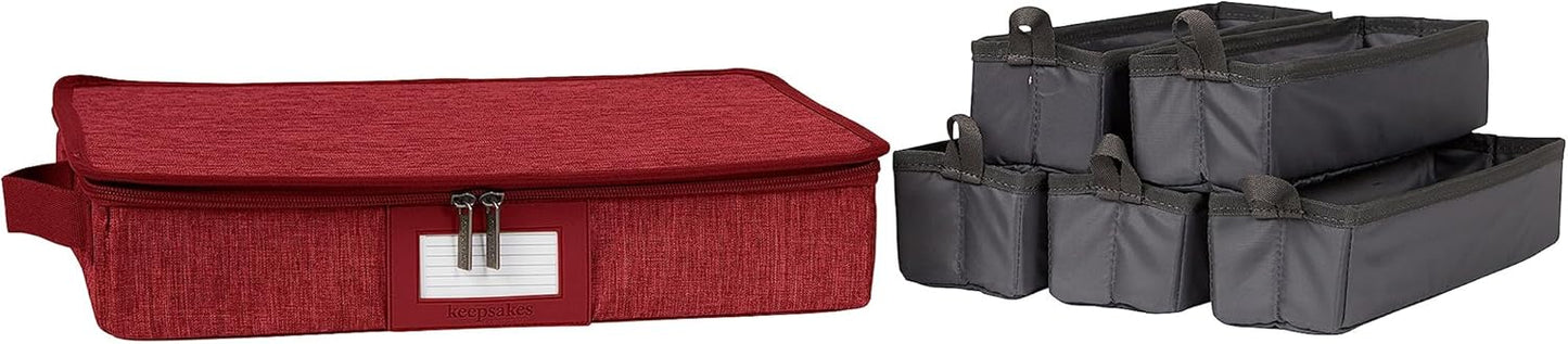 Covermates Keepsakes Flatware Storage Box - Stackable - Reinforced Handles - China Storage, Red Heather