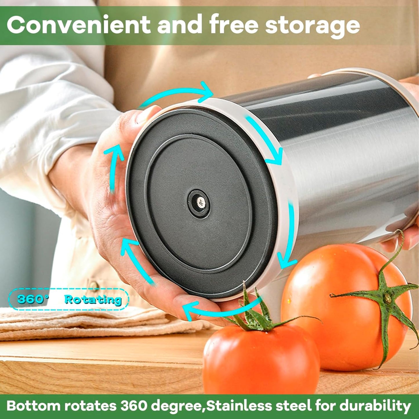 Kitchen Utensil Holder for Countertop, 360°Rotating Cooking Utensil Crocks，4 Compartment Stainless Steel Utensil Holder,6.7”Large Utensil Crock Spoon Fork Knife Holder For Kitchen Counter (khaki)