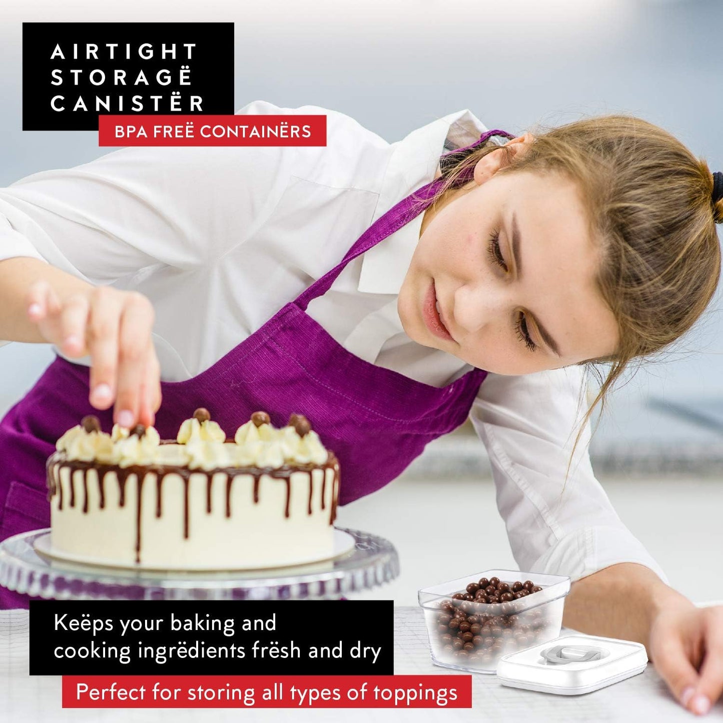 DWËLLZA KITCHEN Airtight Food Storage Containers with Lids – 6 Pieces All Same Size - Pantry Container for Spices, Candy, Nuts, Coffee and Tea, Clear Plastic BPA-Free, Keeps Food Fresh & Dry