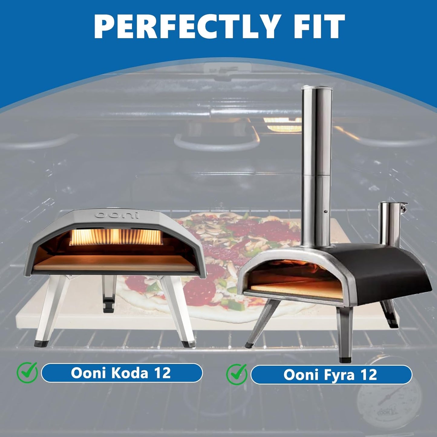 SafBbcue Square Cordierite Pizza Stone Ideal for Ooni Koda & Fyra 12 Uuni Pizza Oven Most Similar Size Oven and Grill 13.2" x 13.2" x 0.4" Ceramic Baking Stone BBQ Baking Accessories