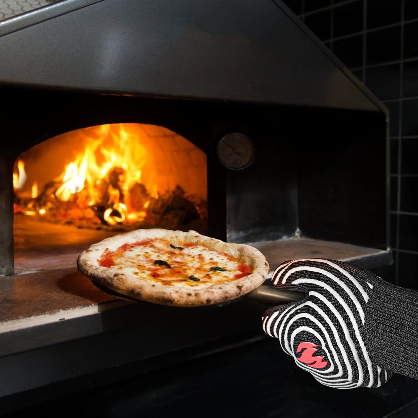 DEYAN 932°F Heat Resistant BBQ Gloves | Silicone Non-Slip Oven Mitts for Grilling, Baking, Smoking | Fireproof & Flexible with Fingers (Grey, 1 Pair)