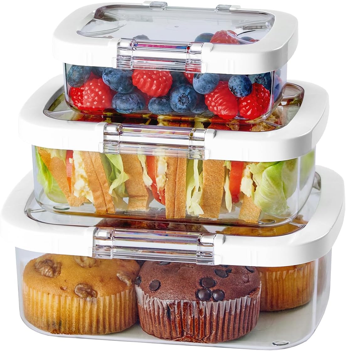 Felli Duo Loc Tritan Meal Prep Containers Microwave Safe BPA FREE, Leak Proof Lunchable Container for Leftovers Kitchen Fridge Freezer, Reusable On the Go Lunch Plastic Travel Box (Beginner 3pk)