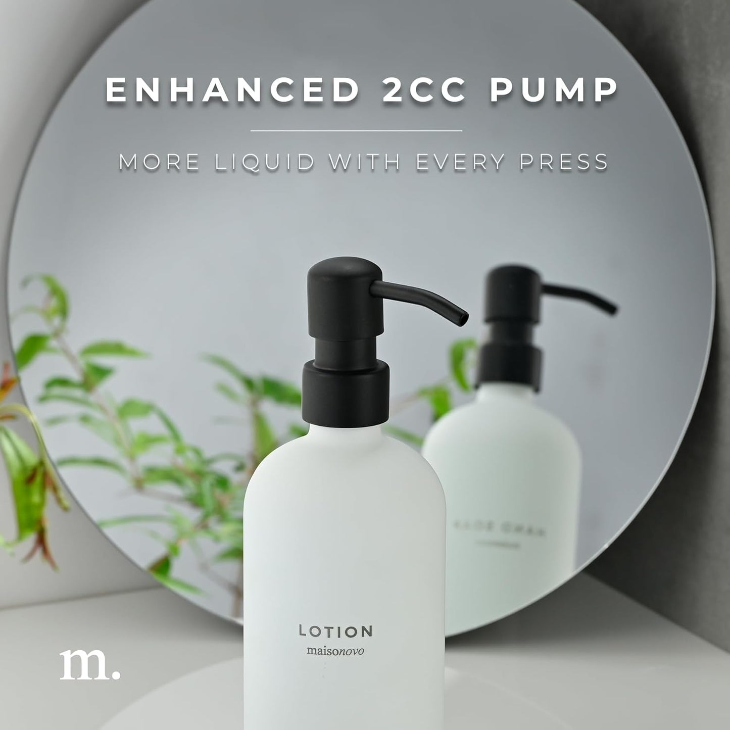 MaisoNovo Soap Dispenser 3-Piece Set | 16.9oz White Bottles with Black Stainless Steel Pumps