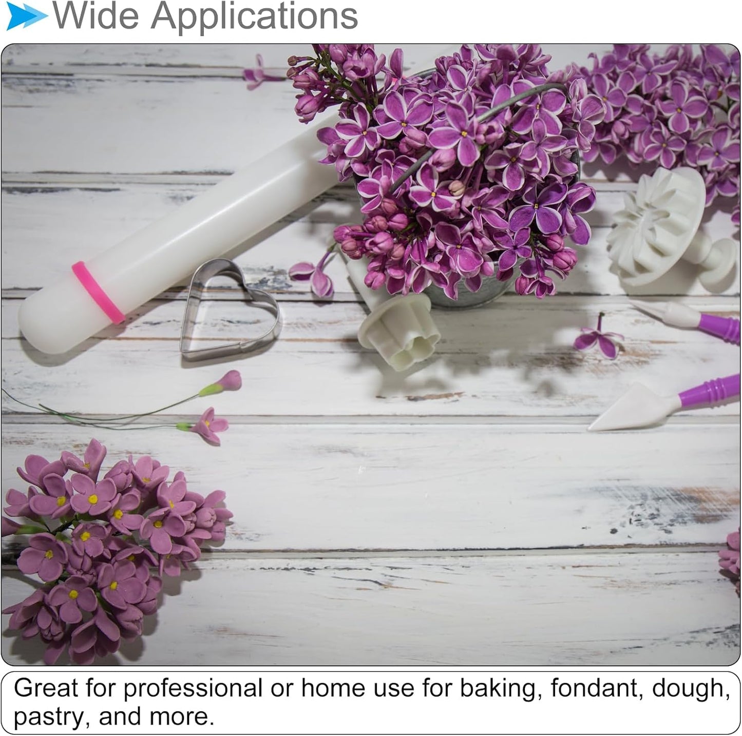 Fondant Rolling Pin, 13" Length, PP Plastic Non-Stick Guide Rings Fondant Roller Dough Roller - (Applications: for Baking Clay DIY), 2-Pieces